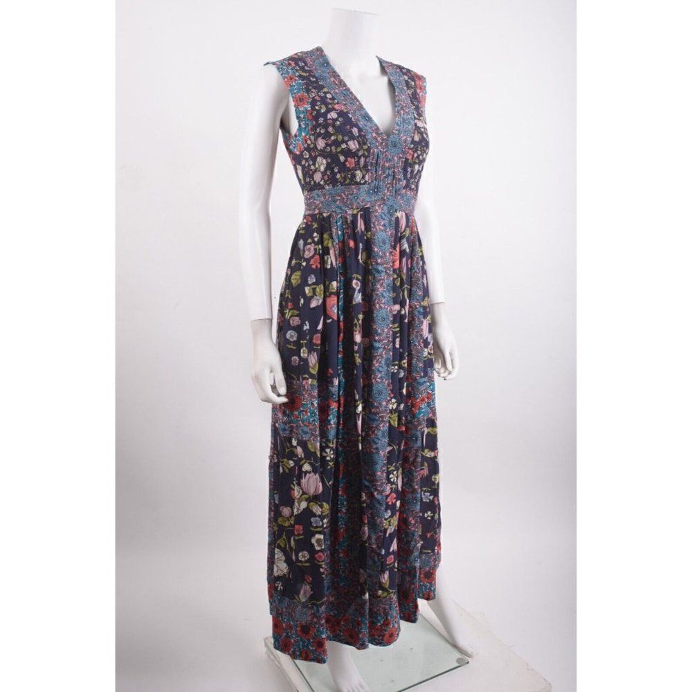 Rebecca Taylor Womans Midi Dress Size 0 Navy Blue Multicolor Floral Silk NWT 595 - Picture 2 of 6